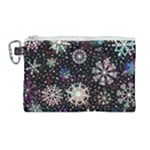 Shiny Winter Snowflake Abstract Christmas Cold Crystal December Canvas Cosmetic Bag (Large)