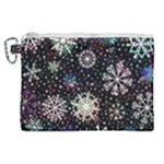 Shiny Winter Snowflake Abstract Christmas Cold Crystal December Canvas Cosmetic Bag (XL)