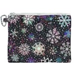 Shiny Winter Snowflake Abstract Christmas Cold Crystal December Canvas Cosmetic Bag (XXL)