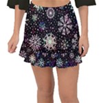 Shiny Winter Snowflake Abstract Christmas Cold Crystal December Fishtail Mini Chiffon Skirt