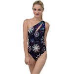 Shiny Winter Snowflake Abstract Christmas Cold Crystal December To One Side Swimsuit