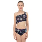 Shiny Winter Snowflake Abstract Christmas Cold Crystal December Spliced Up Two Piece Swimsuit