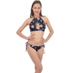 Shiny Winter Snowflake Abstract Christmas Cold Crystal December Cross Front Halter Bikini Set