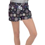 Shiny Winter Snowflake Abstract Christmas Cold Crystal December Women s Velour Lounge Shorts