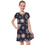 Shiny Winter Snowflake Abstract Christmas Cold Crystal December Kids  Cross Web Dress