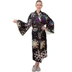 Shiny Winter Snowflake Abstract Christmas Cold Crystal December Maxi Velvet Kimono