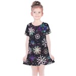 Shiny Winter Snowflake Abstract Christmas Cold Crystal December Kids  Simple Cotton Dress