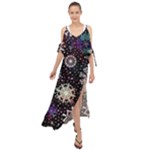 Shiny Winter Snowflake Abstract Christmas Cold Crystal December Maxi Chiffon Cover Up Dress