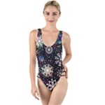 Shiny Winter Snowflake Abstract Christmas Cold Crystal December High Leg Strappy Swimsuit