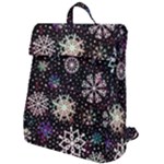 Shiny Winter Snowflake Abstract Christmas Cold Crystal December Flap Top Backpack