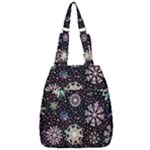 Shiny Winter Snowflake Abstract Christmas Cold Crystal December Center Zip Backpack