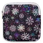 Shiny Winter Snowflake Abstract Christmas Cold Crystal December Mini Square Pouch