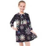 Shiny Winter Snowflake Abstract Christmas Cold Crystal December Kids  Quarter Sleeve Shirt Dress