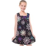 Shiny Winter Snowflake Abstract Christmas Cold Crystal December Kids  Cross Back Dress