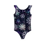 Shiny Winter Snowflake Abstract Christmas Cold Crystal December Kids  Frill Swimsuit