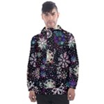 Shiny Winter Snowflake Abstract Christmas Cold Crystal December Men s Front Pocket Pullover Windbreaker