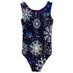 Shiny Winter Snowflake Abstract Christmas Cold Crystal December Kids  Cut-Out Back One Piece Swimsuit