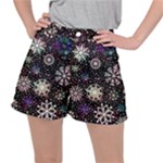 Shiny Winter Snowflake Abstract Christmas Cold Crystal December Women s Ripstop Shorts