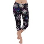 Shiny Winter Snowflake Abstract Christmas Cold Crystal December Lightweight Velour Capri Yoga Leggings