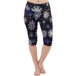 Shiny Winter Snowflake Abstract Christmas Cold Crystal December Lightweight Velour Cropped Yoga Leggings