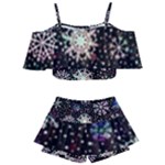 Shiny Winter Snowflake Abstract Christmas Cold Crystal December Kids  Off Shoulder Skirt Bikini