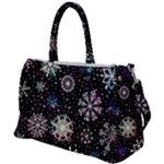 Shiny Winter Snowflake Abstract Christmas Cold Crystal December Duffel Travel Bag