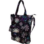 Shiny Winter Snowflake Abstract Christmas Cold Crystal December Shoulder Tote Bag