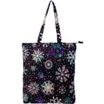 Shiny Winter Snowflake Abstract Christmas Cold Crystal December Double Zip Up Tote Bag