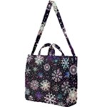 Shiny Winter Snowflake Abstract Christmas Cold Crystal December Square Shoulder Tote Bag