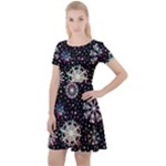 Shiny Winter Snowflake Abstract Christmas Cold Crystal December Cap Sleeve Velour Dress 