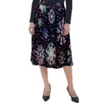 Shiny Winter Snowflake Abstract Christmas Cold Crystal December Classic Velour Midi Skirt 