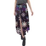 Shiny Winter Snowflake Abstract Christmas Cold Crystal December Velour Split Maxi Skirt