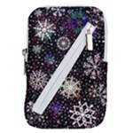 Shiny Winter Snowflake Abstract Christmas Cold Crystal December Belt Pouch Bag (Small)