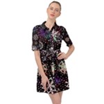 Shiny Winter Snowflake Abstract Christmas Cold Crystal December Belted Shirt Dress