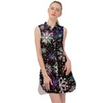 Shiny Winter Snowflake Abstract Christmas Cold Crystal December Sleeveless Shirt Dress