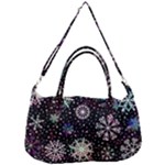 Shiny Winter Snowflake Abstract Christmas Cold Crystal December Removable Strap Handbag