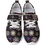 Shiny Winter Snowflake Abstract Christmas Cold Crystal December Men s Velcro Strap Shoes