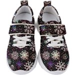 Shiny Winter Snowflake Abstract Christmas Cold Crystal December Kids  Velcro Strap Shoes