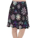 Shiny Winter Snowflake Abstract Christmas Cold Crystal December Fishtail Chiffon Skirt