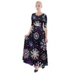 Shiny Winter Snowflake Abstract Christmas Cold Crystal December Half Sleeves Maxi Dress