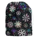 Shiny Winter Snowflake Abstract Christmas Cold Crystal December Drawstring Pouch (3XL)