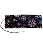 Shiny Winter Snowflake Abstract Christmas Cold Crystal December Roll Up Canvas Pencil Holder (S)