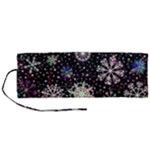 Shiny Winter Snowflake Abstract Christmas Cold Crystal December Roll Up Canvas Pencil Holder (M)