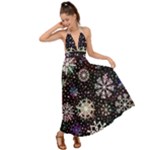 Shiny Winter Snowflake Abstract Christmas Cold Crystal December Backless Maxi Beach Dress