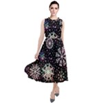 Shiny Winter Snowflake Abstract Christmas Cold Crystal December Round Neck Boho Dress