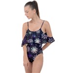 Shiny Winter Snowflake Abstract Christmas Cold Crystal December Drape Piece Swimsuit