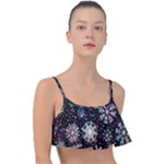 Shiny Winter Snowflake Abstract Christmas Cold Crystal December Frill Bikini Top