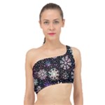 Shiny Winter Snowflake Abstract Christmas Cold Crystal December Spliced Up Bikini Top 