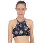 Shiny Winter Snowflake Abstract Christmas Cold Crystal December Halter Bikini Top