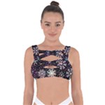 Shiny Winter Snowflake Abstract Christmas Cold Crystal December Bandaged Up Bikini Top